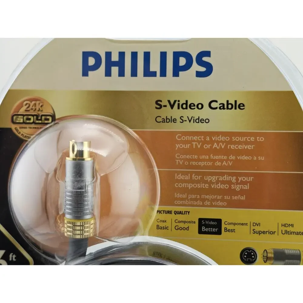 Vintage Philips PXT1000 6ft S-Video Cable NOS Sealed 24k Gold Retro Gaming CRT
